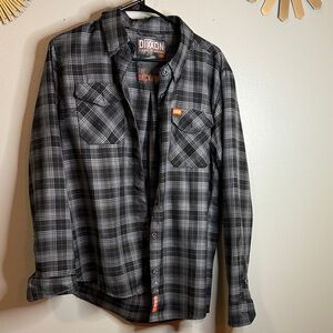 DIXXON Men's or Women’s Black and Gray Checkered Shirt. Large